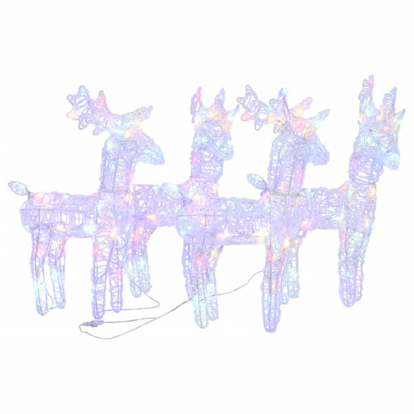vidaXL Božični severni jeleni 4 kosa večbarvni 160 LED akril