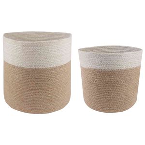 vidaXL Komplet loncev za rastline 2 kos Naravna in bela &Oslash; 28 x 28 cm