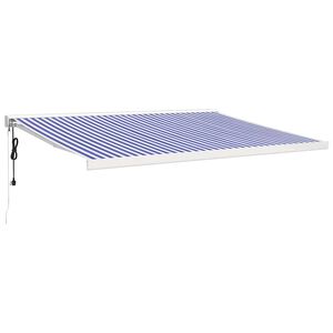 vidaXL Zložljiva tenda modra in bela 4x3 m blago in aluminij