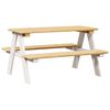 vidaXL Otro&scaron;ka miza s klopmi IRUN bela 90x79,5x50 cm masiven les