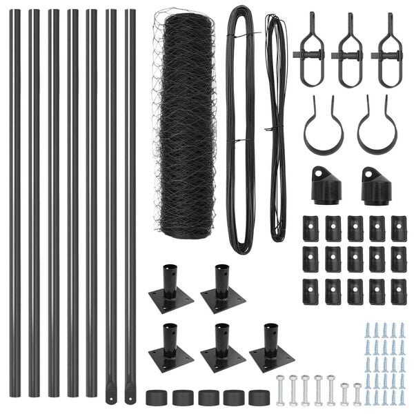 vidaXL Steber ograje. Siva 10 x 0,4 m (36 mm mreža) Jeklo in PVC