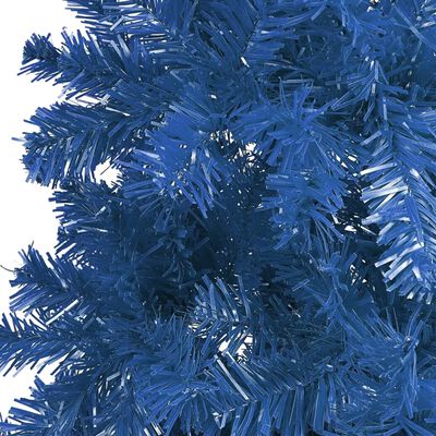 vidaXL Ozka osvetljena novoletna jelka z bunkicami modra 210 cm