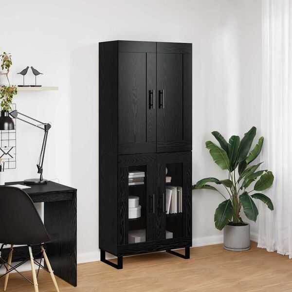 vidaXL Visok predalnik Črna Orehovina 69,5 x 34 x 180 cm