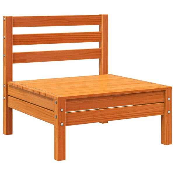 vidaXL Vrtni kavč brez naslonjal vo&scaron;čeno rjava trdna borovina