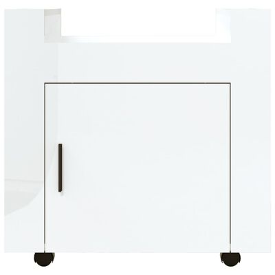 vidaXL Voziček za pisalno mizo visok sijaj bel 60x45x60 cm inž. les