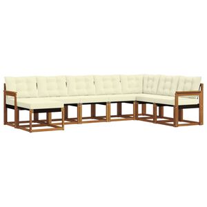 vidaXL Zunanja garnitura za sedenje z blazino 8 pcs Naravna in smetana