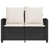 vidaXL Garden Sofa 2-sedežnik z blazinami&Table Black Poly Rattan