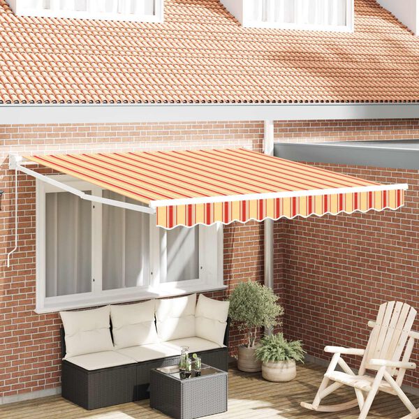 vidaXL Retraktilna tenda Črtasto Rumena in oranžna 300 x 250 cm