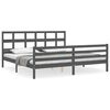 vidaXL Posteljni okvir z vzglavjem siv 200x200 cm trden les