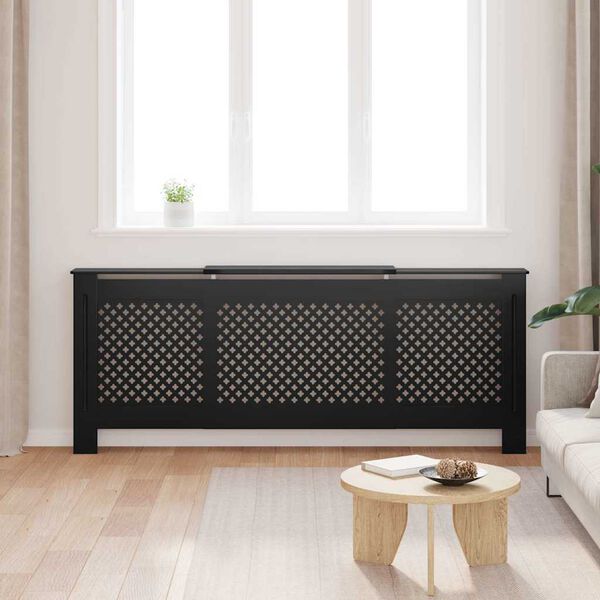 vidaXL Pokrov za radiator črn MDF 205 cm