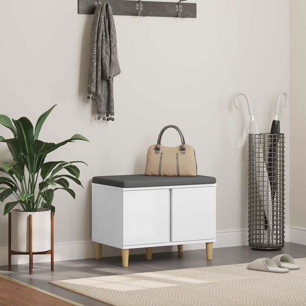 vidaXL Haldna klop Bela 60 x 38 x 46 cm Oblikovan Les in Tkanina