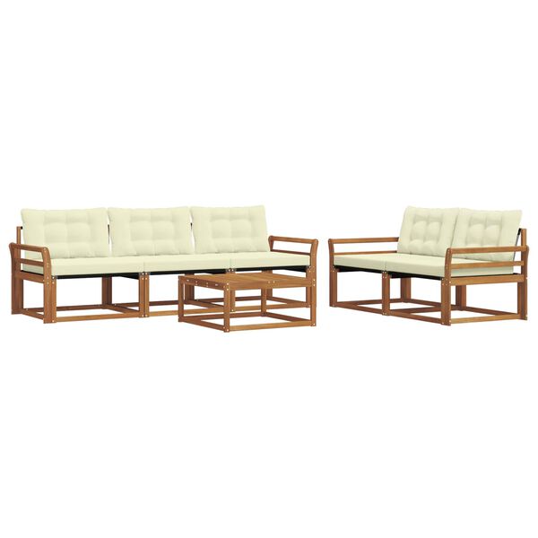 vidaXL Zunanja garnitura za sedenje z blazino 6 pcs Naravna in smetana