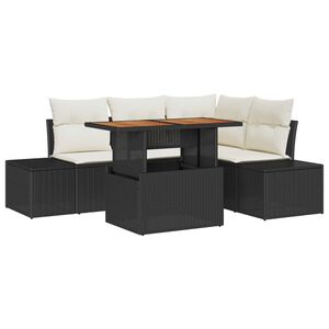vidaXL Vrtna sedežna garnitura s shranjevanjem 5 pcs Črna Poly ratan