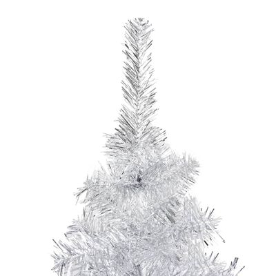 vidaXL Umetna osvetljena novoletna jelka s stojalom srebrna 180 cm PET