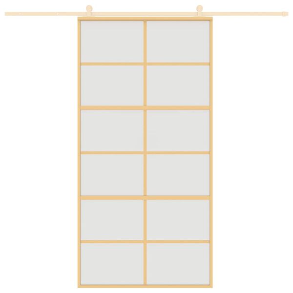 vidaXL Drsna vrata zlata 102,5x205 cm mat ESG steklo in aluminij