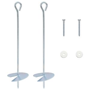 vidaXL Zemeljski klin 2 pcs Srebrna &Oslash;10 x 40 cm Cinkani kovina