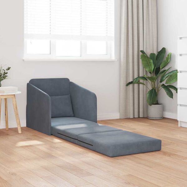 vidaXL Sofa postelja Temno siva 65 x 80 x 83 cm Žamet