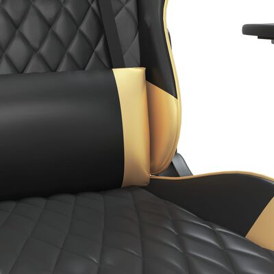 vidaXL Masažni igralni stol z oporo za noge črno in zlato umetno usnje