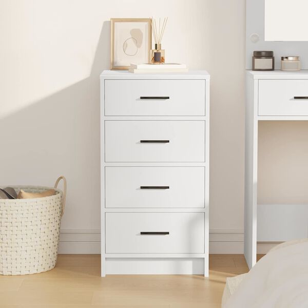 vidaXL Strani šal s predalom Bela 40 x 41 x 75 cm Konstruiran les