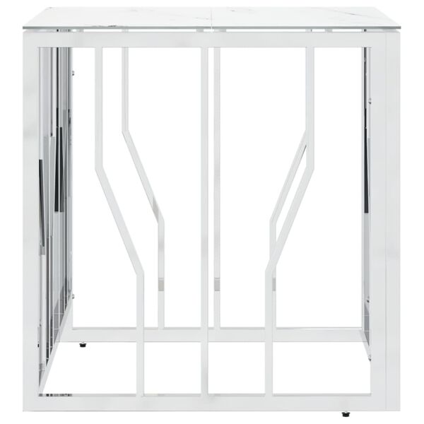 vidaXL Klubska mizica srebrna 50x50x50 cm nerjaveče jeklo in steklo