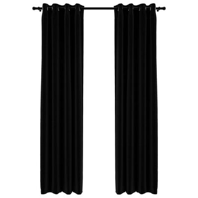 vidaXL Zatemnitvene zavese z obročki 2 kosa črne 140x245 cm