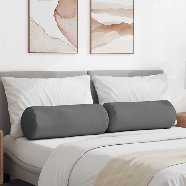 vidaXL Blazine 2 pcs Temno siva Ø 25 x 70 cm blago