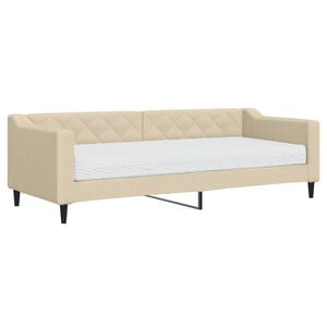 vidaXL Dnevna postelja z vzmetnico krem 80x200 cm blago