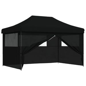 vidaXL Zabavni &scaron;otor 292 x 440 x 315 cm Črna Oxford tkanina