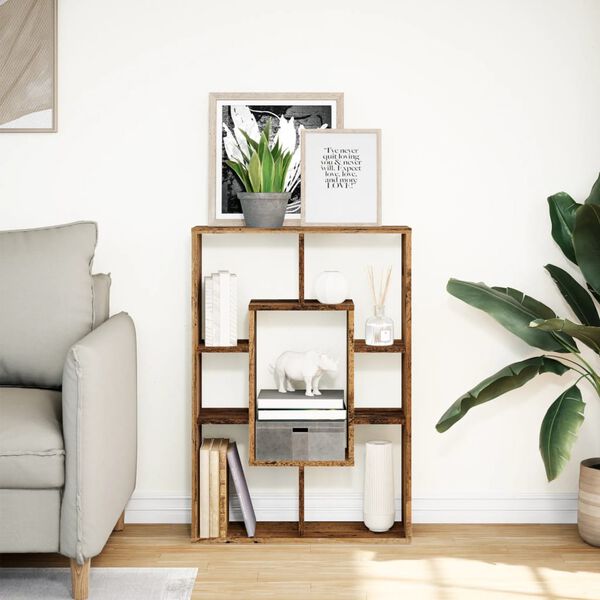 vidaXL Knjižna omara starinski les 63x20x90 cm inženirski les