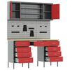vidaXL Delovna omara s predalom 8 pcs Rdeča Inženirski les in jeklo