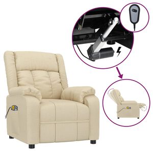 vidaXL Električni masažni stol krem blago