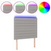 vidaXL LED posteljno vzglavje svetlo sivo 90x5x118/128 cm blago