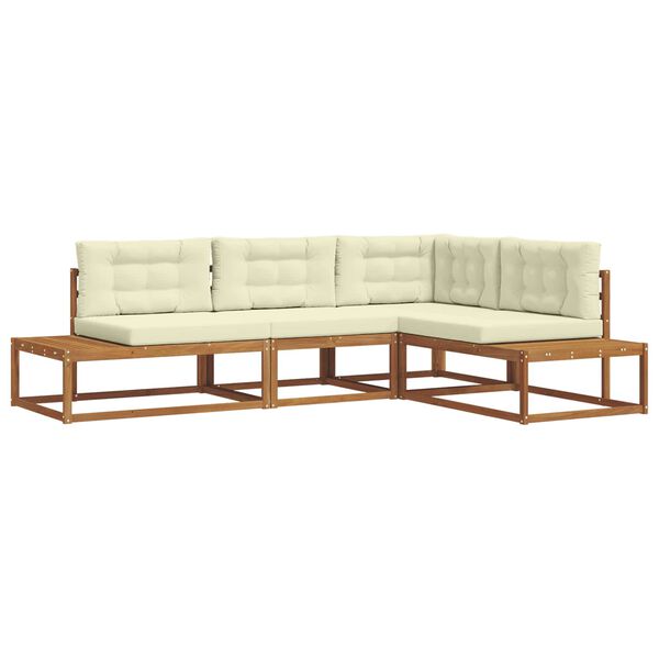 vidaXL Zunanja garnitura za sedenje 4 Kos Naravna in smetana