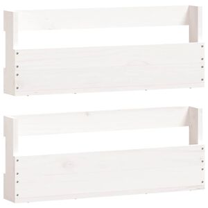vidaXL Stenski regal za čevlje 2 kosa bel 59x9x23 cm trdna borovina