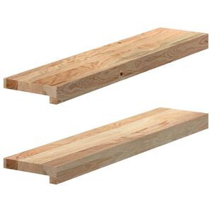 vidaXL Okenske police 2 kosa neobdelana 70x15x2 cm trdna hrastovina