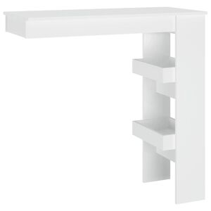 vidaXL Stenska barska miza bela 102x45x103,5 cm konstruiran les