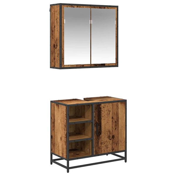 vidaXL Komplet pohi&scaron;tva za kopalnico 2 pcs Star les Konstruiran les