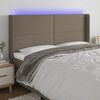 vidaXL LED posteljno vzglavje taupe 183x16x118/128 cm blago