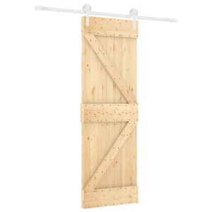 vidaXL Drsna vrata Naravna in bela 70 x 210 cm Masiven borov les