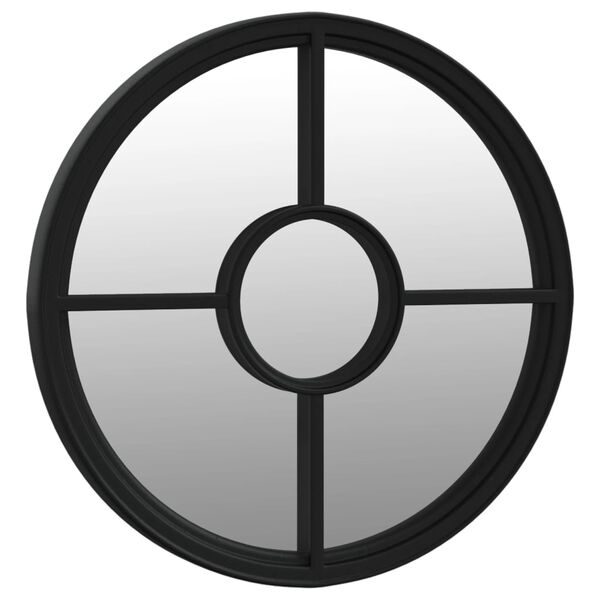 vidaXL Ogledalo črno 60x4 cm železno okroglo za notranjo uporabo