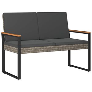 vidaXL Zunanja klop Siva in temno siva 107 x 61 x 80 cm poli ratan