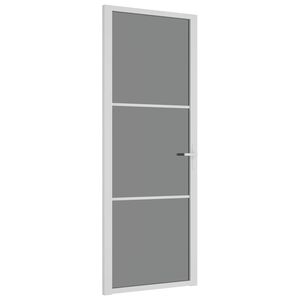 vidaXL Notranja vrata 76x201,5 cm bela ESG steklo in aluminij