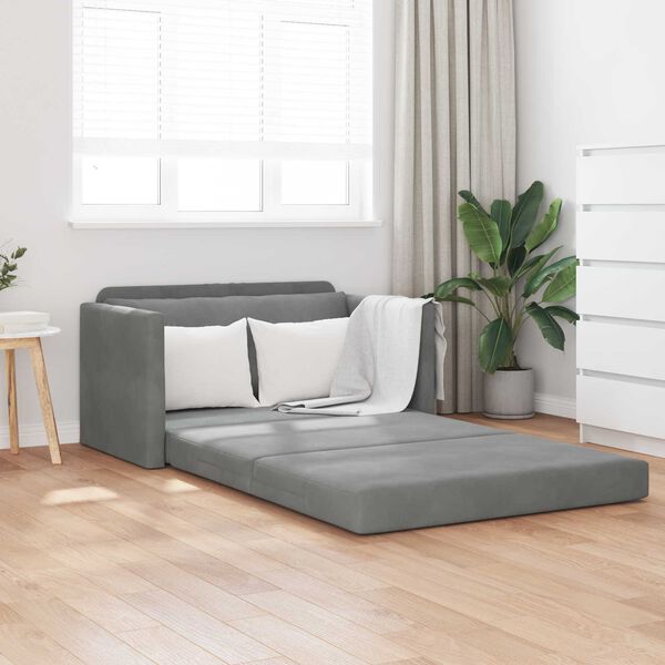 vidaXL Sofa postelja 110cm Temno siva Žamet