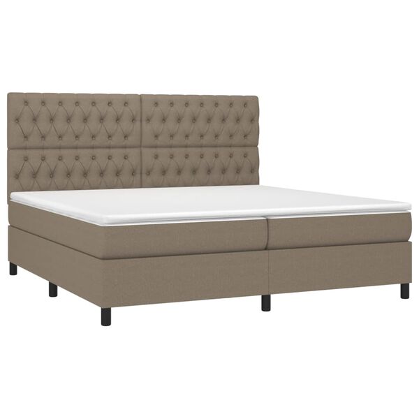 vidaXL Box spring postelja z vzmetnico taupe 200x200 cm blago