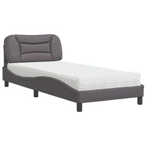 vidaXL Postelja z vzmetnico Hvar siva 80x200 cm umetno usnje