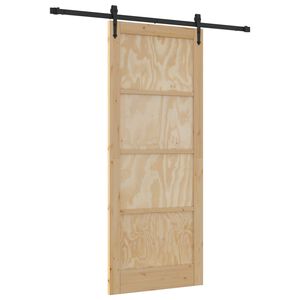 vidaXL Drsna vrata ORKDAL 86 x 211 cm Trdna borovina Naravna in črna