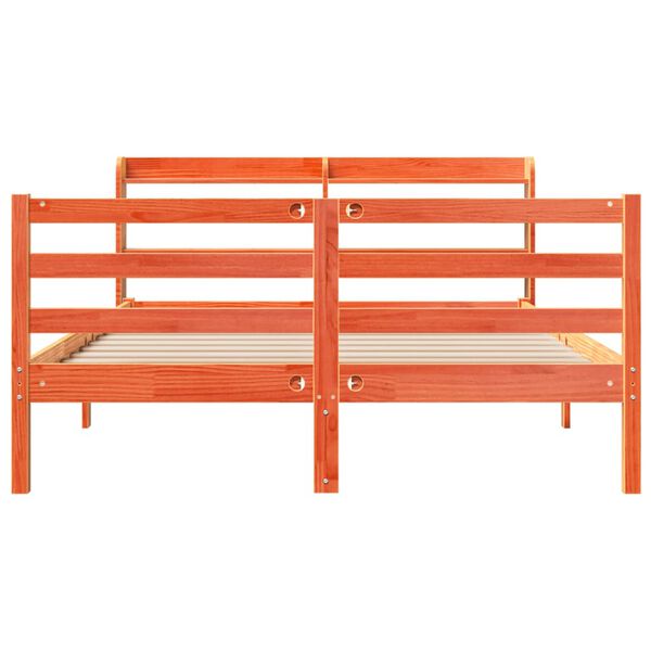 vidaXL Posteljni okvir brez vzmetnice vo&scaron;čeno rjav 120x190 cm borovina