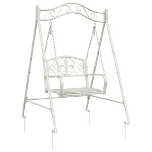 vidaXL Gugalna klop Jeklo 113 x 121,5 x 168 cm Antik bela