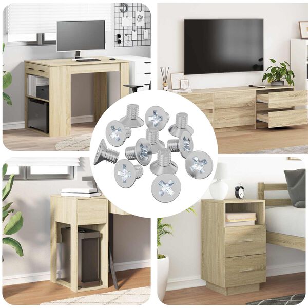 vidaXL Vijaki s countersunk glavico 12 pcs srebrna M4 x 6 mm elezo