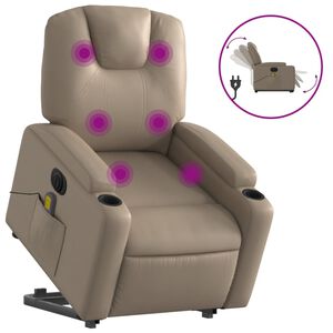 vidaXL Električni masažni stol s funkcijo vstajanja kapučino um. usnje